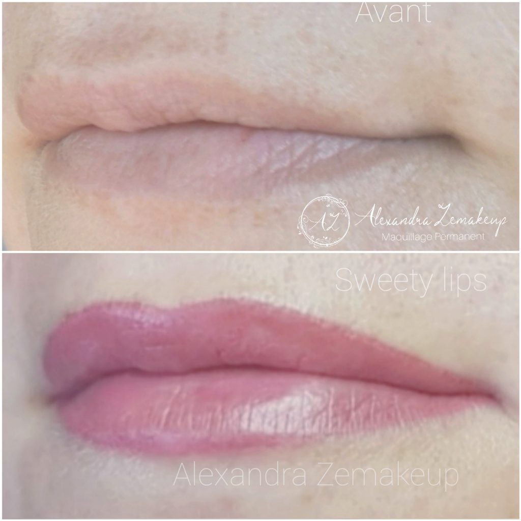 avant/après maquillage permanent lèvre complète